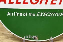 Vintage Allegheny Airlines Porcelain Sign Airplane Hangar Gas Oil Jet Boeing