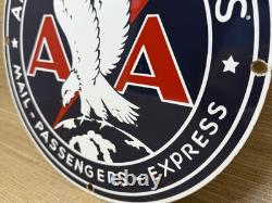 Vintage American Airlines Porcelain Sign Airport Eagle Aviation Hangar Gas Oil