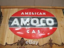Vintage American Amoco Gas Black & Red Advertisement Sign 60 x 40