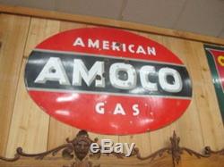 Vintage American Amoco Gas Black & Red Advertisement Sign 60 x 40