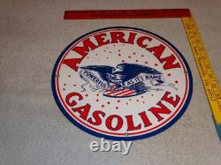 Vintage American Gasoline Powerful Eagle 11 3/4 Porcelain Metal Gas & Oil Sign