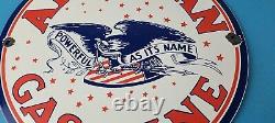 Vintage American Gasoline Sign Gas Motor Oil Pump Plate Porcelain Sign