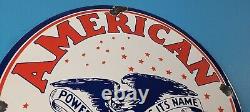 Vintage American Gasoline Sign Gas Motor Oil Pump Plate Porcelain Sign