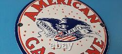 Vintage American Gasoline Sign Gas Motor Oil Pump Plate Porcelain Sign