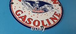 Vintage American Gasoline Sign Gas Motor Oil Pump Plate Porcelain Sign