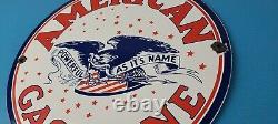 Vintage American Gasoline Sign Gas Motor Oil Pump Plate Porcelain Sign