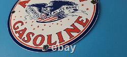 Vintage American Gasoline Sign Gas Motor Oil Pump Plate Porcelain Sign