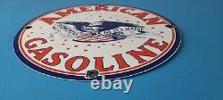 Vintage American Gasoline Sign Gas Motor Oil Pump Plate Porcelain Sign