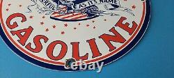 Vintage American Gasoline Sign Gas Motor Oil Pump Plate Porcelain Sign