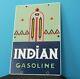 Vintage American Indian Gasoline Porcelain Service Indian Chief Gas Service Sign
