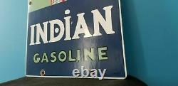 Vintage American Indian Gasoline Porcelain Service Indian Chief Gas Service Sign