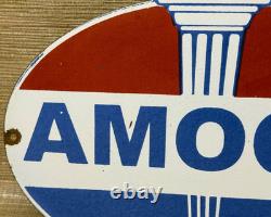 Vintage Amoco Gasoline Porcelain Sign Service Station American Oil Torch Gas