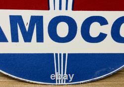 Vintage Amoco Gasoline Porcelain Sign Service Station American Oil Torch Gas