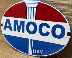 Vintage Amoco Gasoline Porcelain Sign Service Station American Oil Torch Gas
