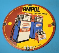 Vintage Ampol Gasoline Porcelain Australian Gas Service Station Pump Plate Sign