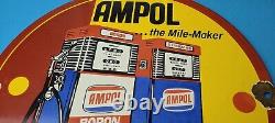 Vintage Ampol Gasoline Porcelain Australian Gas Service Station Pump Plate Sign