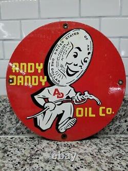 Vintage Andy Dandy Oil Porcelain Sign Motor Gas Automobile Service Lubricants