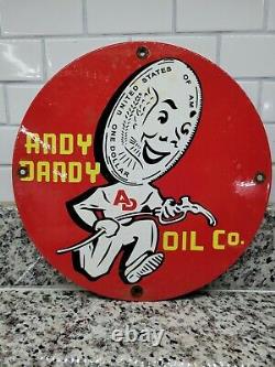 Vintage Andy Dandy Oil Porcelain Sign Motor Gas Automobile Service Lubricants