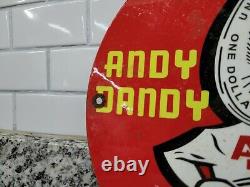 Vintage Andy Dandy Oil Porcelain Sign Motor Gas Automobile Service Lubricants