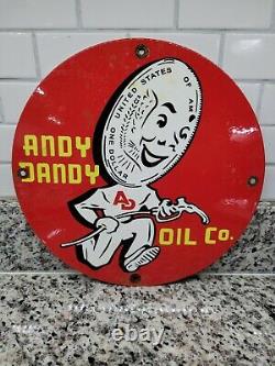 Vintage Andy Dandy Oil Porcelain Sign Motor Gas Automobile Service Lubricants