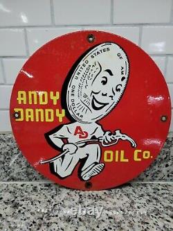 Vintage Andy Dandy Oil Porcelain Sign Motor Gas Automobile Service Lubricants
