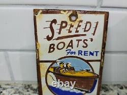 Vintage Andys Boat Porcelain Sign Rental Lake Motor Door Gas Station Oil Service