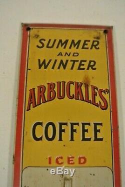 Vintage Antique Arbuckles' Coffee Tin Sign Thermometer AMAZING