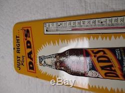 Vintage Antique DAD'S ROOT BEER Bottle Tin Non Porcelain Thermometer SignSWEET