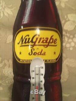 Vintage Antique Nu Grape NuGrape Bottle Thermometer Sign