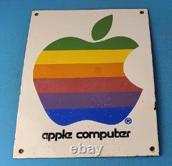 Vintage Apple Computer Porcelain Electronic General Store Gas Service Pump Sign