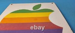 Vintage Apple Computer Porcelain Electronic General Store Gas Service Pump Sign