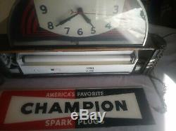 Vintage Art Deco Champion Spark Plugs Clock Light