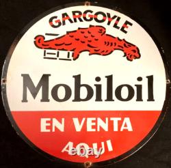 Vintage Art MOBILOIL GARGOYLE PORCELAIN ENAMEL SIGN Rare Advertising 30 Get it