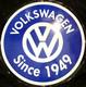 Vintage Art Volkswagen Since 1949 Porcelain Enamel Sign Rare Advertising 30 Dia