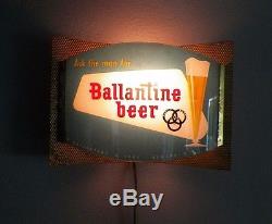 Vintage Ask The Man For Ballantine Beer Light Up Sign Curved Glass 13 Long