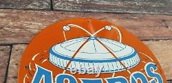 Vintage Astros Porcelain Major League Baseball Texas Stadium Field Gas Pump Sign