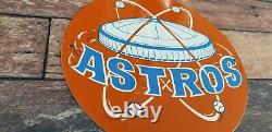 Vintage Astros Porcelain Major League Baseball Texas Stadium Field Gas Pump Sign