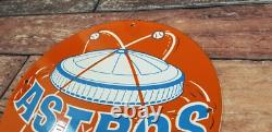 Vintage Astros Porcelain Major League Baseball Texas Stadium Field Gas Pump Sign