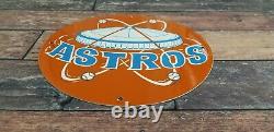 Vintage Astros Porcelain Major League Baseball Texas Stadium Field Gas Pump Sign