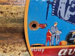 Vintage Atlantic Gasoline Porcelain Sign Aviation Motor Oil Gas Flying Service