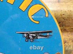 Vintage Atlantic Gasoline Porcelain Sign Aviation Motor Oil Gas Flying Service