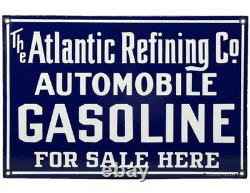 Vintage Atlantic Gasoline Porcelain Sign Gas Station Pump Plate Motor Oil