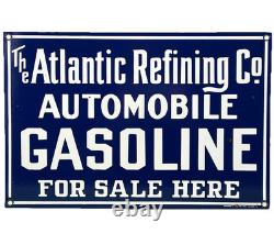 Vintage Atlantic Gasoline Porcelain Sign Gas Station Pump Plate Motor Oil
