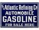 Vintage Atlantic Gasoline Porcelain Sign Gas Station Pump Plate Motor Oil