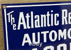 Vintage Atlantic Gasoline Porcelain Sign Gas Station Pump Plate Motor Oil