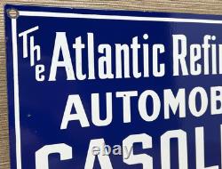 Vintage Atlantic Gasoline Porcelain Sign Gas Station Pump Plate Motor Oil