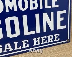 Vintage Atlantic Gasoline Porcelain Sign Gas Station Pump Plate Motor Oil