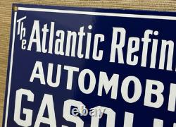 Vintage Atlantic Gasoline Porcelain Sign Gas Station Pump Plate Motor Oil