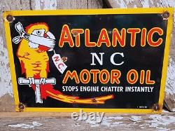 Vintage Atlantic Motor Oil Sign Gas Station Porcelain Sign Bird Lube Service
