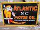 Vintage Atlantic Motor Oil Sign Gas Station Porcelain Sign Bird Lube Service